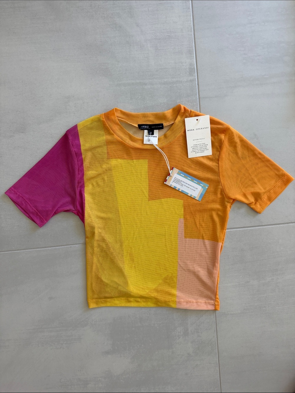 Moda Operandi Kids Colorblock Short Sleeve Tee in Yellow, Orange & Pink